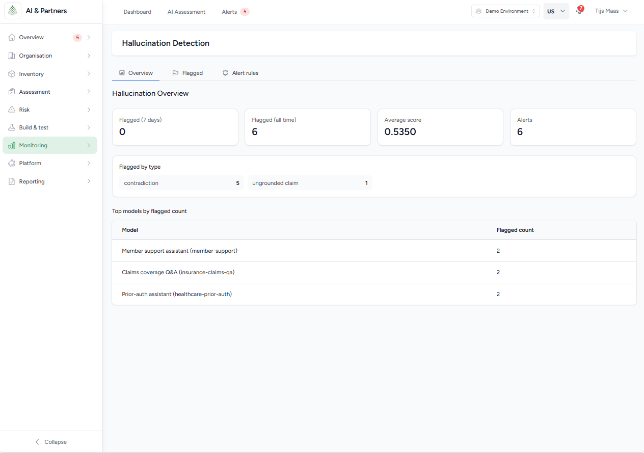 Hallucination Detection in the platform